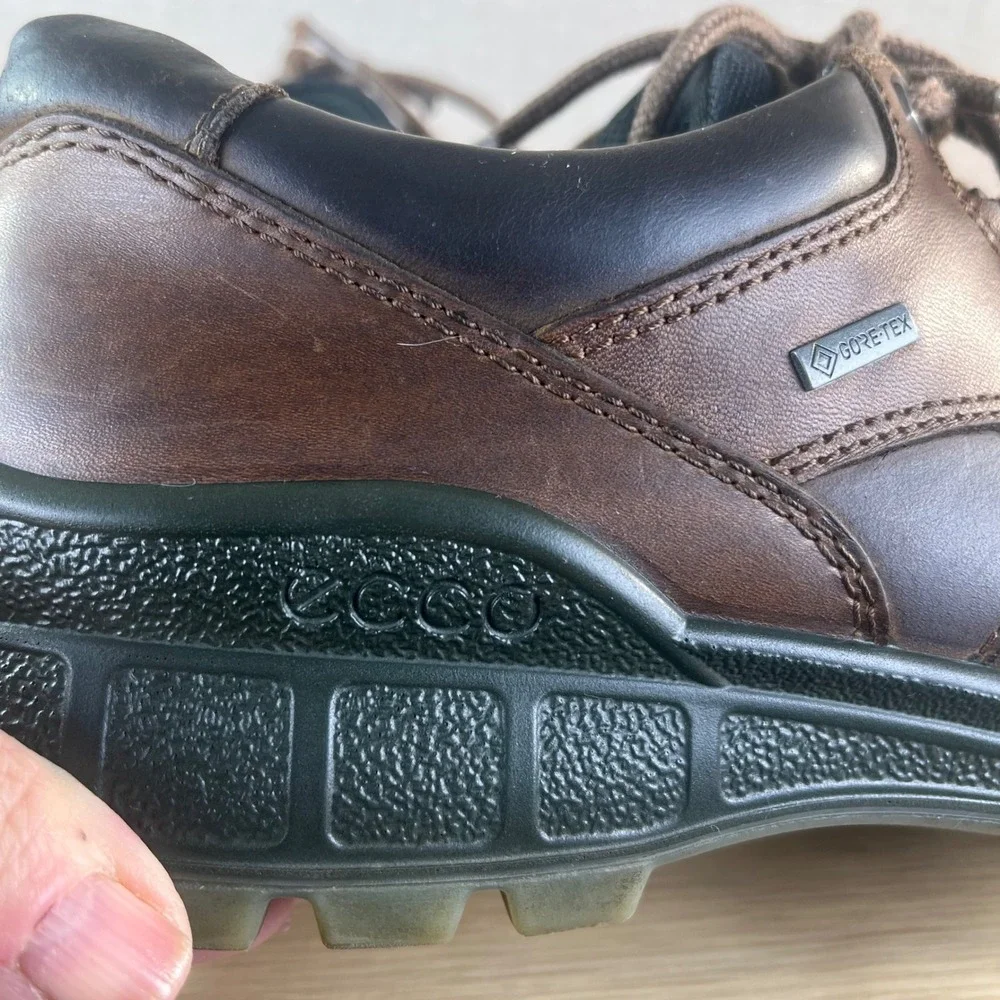ECCO Track Gore-Tex Brown Leather Oxford Hiking Shoes Men'sUS 7-7.5  Waterproof